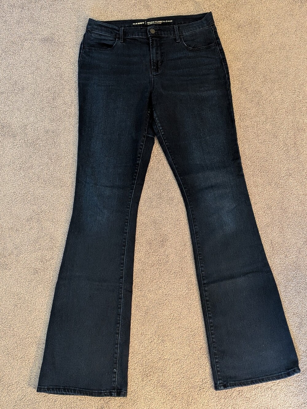 Old Navy Mid Rise Micro Flare Dark Wash Jeans, Size 12 Tall